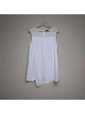 Athena Marie Linen Tunic Top Dress XL White Lagenlook Assymetric Coastal Summer
